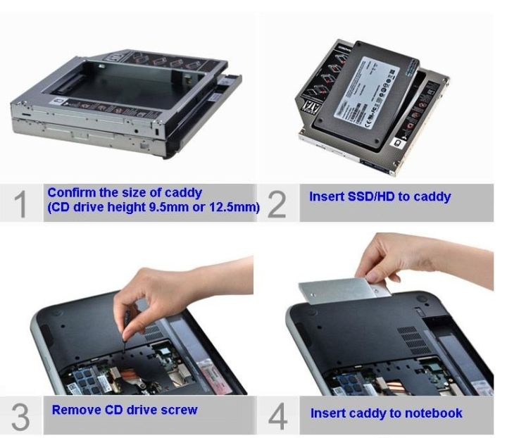 Hard%20Disk%20Drive%20Caddy%209.5mm%20Universal%20For%20CD/DVD-ROM%20Optical%20Bay%202nd%20SATA%20HDD%20SSD%20-%20Image%205