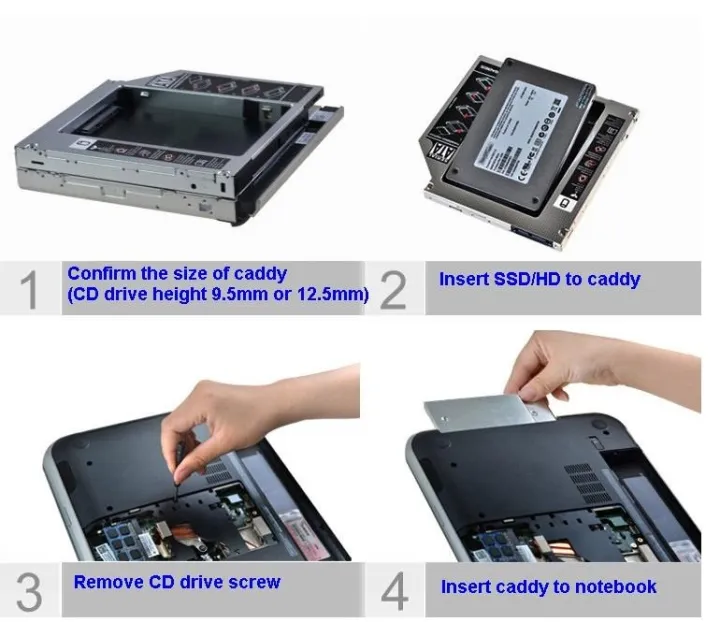 Hard%20Disk%20Drive%20Caddy%209.5mm%20Universal%20For%20CD/DVD-ROM%20Optical%20Bay%202nd%20SATA%20HDD%20SSD%20-%20Image%205