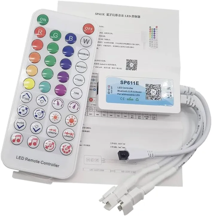 SP611E%20Bluetooth%20Controller%20with%20Dual%20Signal%20Output%20Ports%20for%20LED%20Pixel%20Strip%20/3%20Keys%20Button/IR%2038Key%20Remote%20Control/Built-in%20Mic%20for%20WS2812B%20WS2811%20-%20Image%203