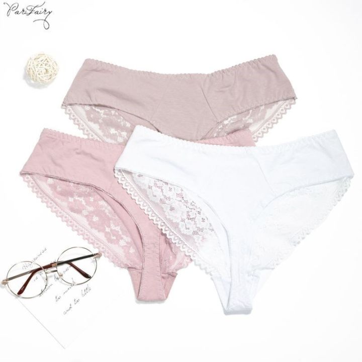 Life Leisure Parifairy 3PCS/Lot L XL 2XL 3XL 4XL 5XL plus size lace thongs for women soft comfort cotton panty sexy strings lingeries