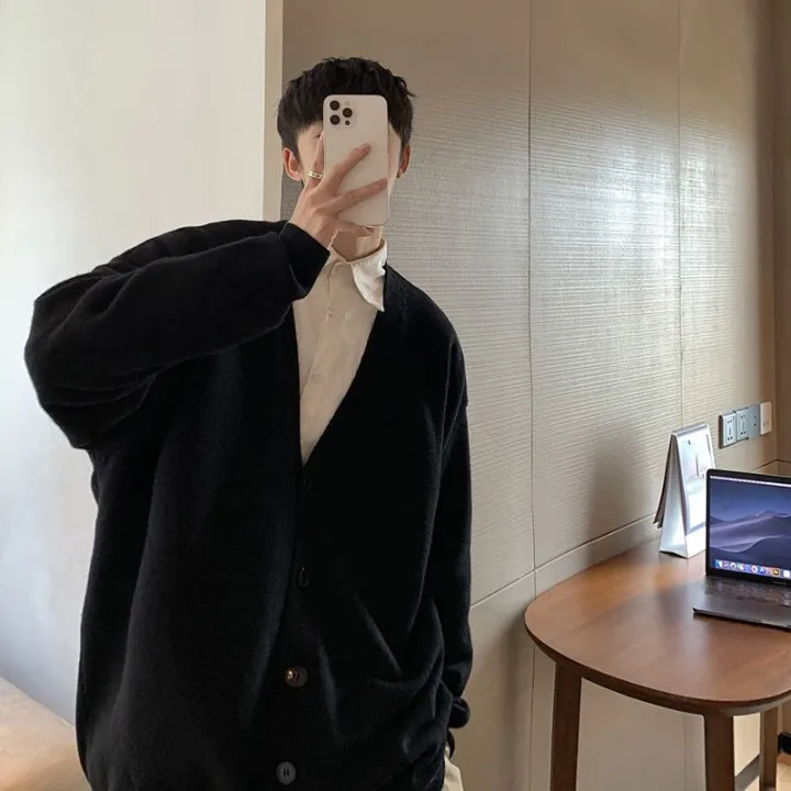 Cardigan%20Sweater%20Men's%20Fall%20Korean%20Trend%20Loose%20Solid%20Color%20College%20Style%20Sweater%20ins%20Fashion%20Brand%20All-Matching%20Coat%20-%20Image%209