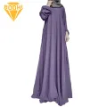 Modest Dress Vintage Dot Print Maxi Dress with A-line Silhouette Long Sleeves for Women Floor Length Abaya Robe Abaya Dress. 