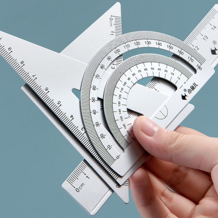 Rectangle Compass Ruler 【SkinHorizon】4Pcs/Set Aluminium Ruler Set Metal Geometry Maths Drawing ...