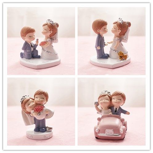 4 Different Styles cake Per Love Sweet Couple Bride And Groom Figurine ...