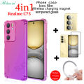 BLKNAIM 4-in-1 NEW For Realme C75 case Anti-fall Color phone case + Screen Protectors tempered glass+Magnetic car mount +Lens Film. 