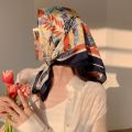 Elegant Flower Stripe Wave Point Female Hair Tie Band Head Scarf Square Scarf Women Silk Scarf. 