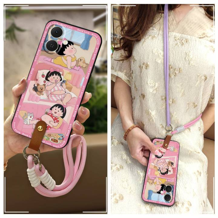 Back Cover Cute Phone Case For Tecno Spark GO2/Tecno POP10 4G Soft case Crossbody Cartoon Graffiti Full wrap Lanyard TPU
