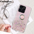 For Honor X6A case Shiny Ring Glitter Soft Transparent Holder Stand Back Cover with ring Stars Moon Girls Cover For Honor X6A Back Cover Phone Cases. 