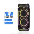 NDR-1808 Partybox 8-Inch 100W High Power Portable Party Bluetooth Speaker Dual Wireless Microphone Built-in Battery Portable MP3 MP5 Player with Sound-Activated LED Subwoofer Blue Tooth Music Outdoor Activities Speakers. 