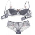 Lace1/2Half Cup Bra European and American Transparent Push up Small Breast Bra Women's Red Underwear Thin Suit. 