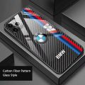 Wenefang New specials Luxury Carbon Fiber Glass Hard BMW Phone Case for iPhone 15 14 13 12 11 Pro Max Mini X XS Max XR Shockproof Anti Fall Back Cover. 