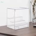 Showcase Storage Organizer Stackable Figures Display Stand Display Case Clear with steps. 