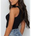 Girls / Women's Round Neck Rib-Knit Crop Top, Racerback Camisole Solid Sleeveless Crop Tank Top. 