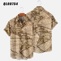 Hawaiian Men's Slim Fit Shirt Floral Men Fashion Map 3d Print Summer Beach Camisa Trip Blouse Casual Male Social Y2k Vintage. 