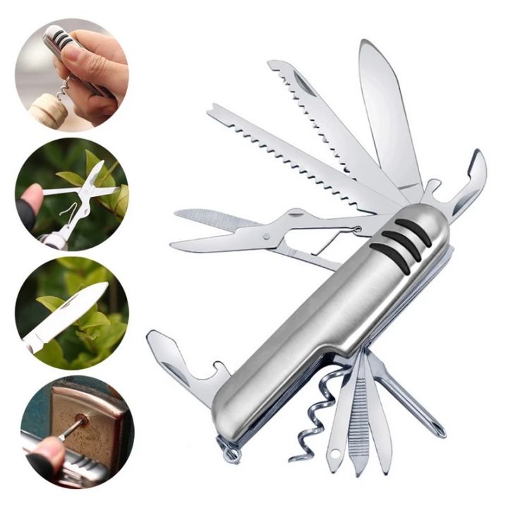 11 in 1 multi purpose folding pocket tools swiss army  survival tools stainless steel outdoor camping hiking