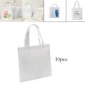 10 Pieces White Reusable Sublimation Blank Shopping Bag Personalised Beach Tote Bag for DIY. 