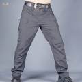 Men's Streetwear Fashion Casual Hip Hop Cargo Pants Amy Hiking Trousers for Outdoor Gray_L. 