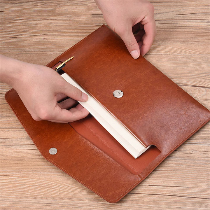 Multiple%20compartments%20Leather%20file%20folder%20Organized%20A6%20A4%20Data%20package%20Large%20capacity%20Leather%20material%20Document%20organiser%20for%20-%20Image%203