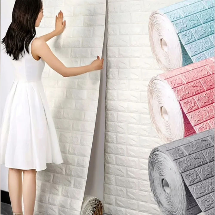 70cm*1/3/10m 3D SelfAdhesive Wallpaper Continuous Waterproof Brick