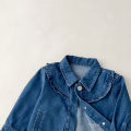 New Autumn Children Fashion denim coats girl baby Ruffle Long sleeve casual tops Kid Cotton solid simple jacket Infant Costume. 