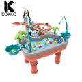 KOKKO Kids Water Table Magnetic Fishing Pool Toy Set With Electric Slide Climbing Stairs Fishing Toys Gifts For Girls Boys. 