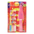 Happy Birthday Candles With Stand And Plastic Cake Server, Pink Happy Birthday Cake Topper & Set of 12 Colorful Stripe Candle with Stand for 1st Birthday Decoration/Cake Topper,Cake Decoration,Birthday Decoration UPL. 