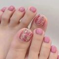 Toe Nails Set French Press on Foot Tips Nail Tips with Designs Summer Reusable Artificial False Stick-on Nails Art 24pcs. 