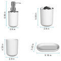 4 Pcs Plastic Bathroom Accessory Set,Bath Toilet Brush Accessories Set with Toothbrush Holder,Toothbrush Cup(White). 