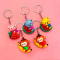 Cute Animal Keychains Novelty Keychains Gifts PVC Soft Rubber Keychain Watermelon Cartoon Animal Keychains Bear. 