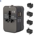 World Wide Universal Multi Plug Travel Adapter US EU UK AU Charger With Dual USB 2 Ports. 
