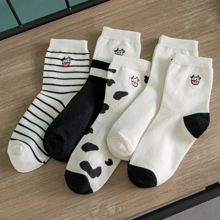 New Animal Cow Women Kawaii Striped Funny Socks Harajuku Japanese Fashion Cotton Crew Sock Calcetines de mujer