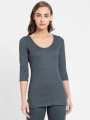 Charcoal Melange Thermal 3 quarter Sleeve Top. 