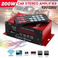 200W 12V USB Auto HIFI Audio Stereo Amplifier Bluetooth FM Radio Remote Power. 