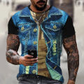 2022 New Fake Jacket Print T-Shirt Skull 3d clothes Summer Trendy Short Sleeve T-Shirt Top Men/women Short Sleeve tees. 