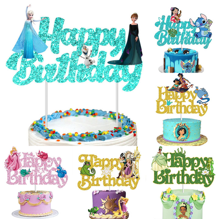 Cartoon%20Cake%20Flag%20Frozen%20Elsa%20Anna%20Rapunzel%20Jasmine%20Tiana%20Princess%20Mickey%20Minnie%20Mouse%20Birthday%20Cake%20Baking%20Decoration%20-%20Image%207
