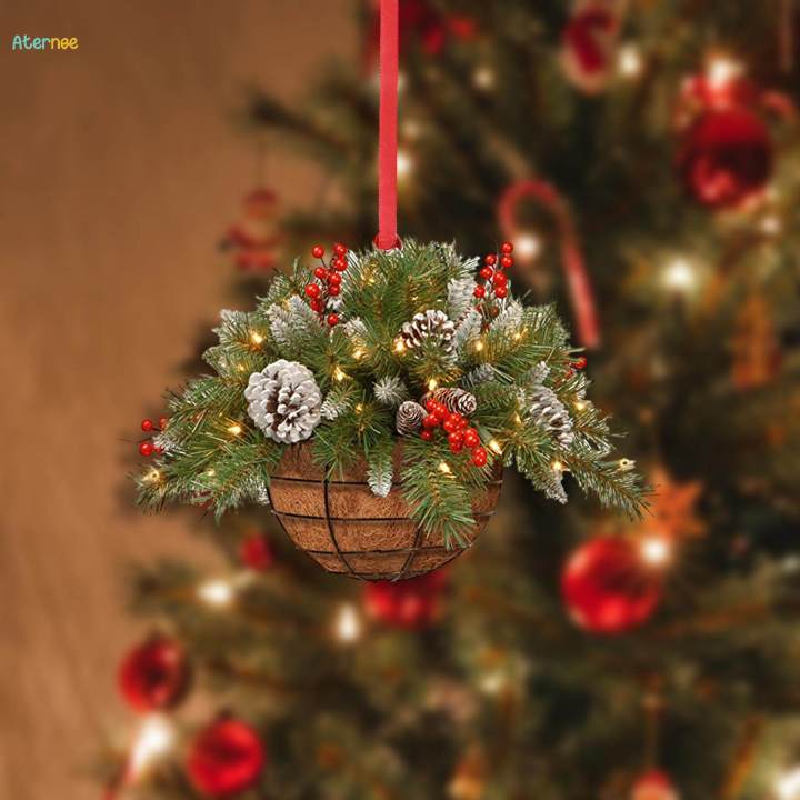 Flower%20Basket%20Wreath%20Decor%20Artificial%20Farmhouse%20Wreath%20Spring%20Flowers%20Basket%20for%20Christmas%20Tree%20-%20Image%204