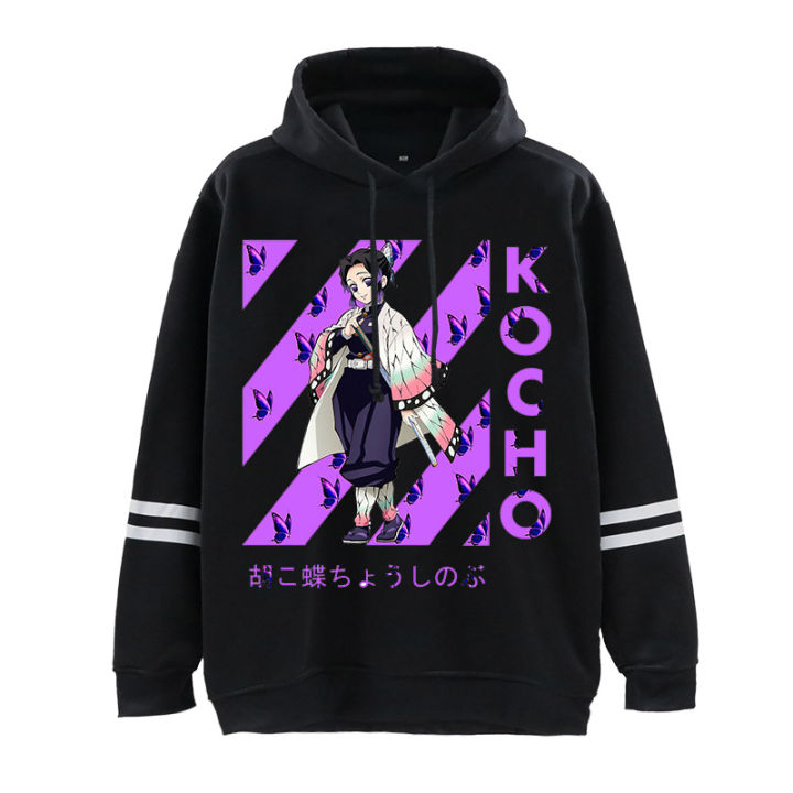 Anime Demon Slayer Unisex Hooded Sweatshirts Kochou Shinobu Print Hoodie Kimetsu No Yaiba Hoodies Harajuku Streetwear Pullovers