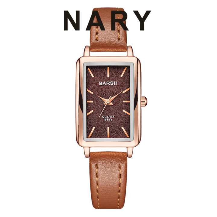 Barsh Watch BARSH Women Fashion Rectangle Dial Faux Leather Band Quartz Movement ...