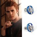 Vampire Diaries Ring Anillos Salvatore Damon Reborn Daylight Ring Aneis Stefan Family Vintage Fashion Punk Blue Enamel For Men. 