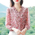 Fashion Shirts For Women's Printed Top New Long Sleeved Design Casual Style Thin Top. 