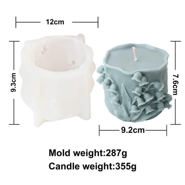 Plaster Flip Sugar Mold Desktop Ornaments Soap Resin Plaster Making Set DIY Handmade Aromatherapy Plaster Mould Lily Of The Valley Pillar Silicone Candle Mold
