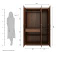 VTEC HOME Modern Three Door Wardrobe - Bedroom Cupboard - Clothing Cupboard - BW 3540 - 48" x 18" x 78". 