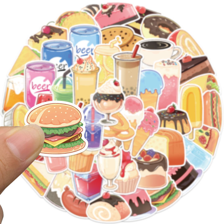 50Pcs%20Yummy%20Delicious%20Food%20Stickers%20Snacks%20Drinks%20Icecream%20Cake%20Decals%20Waterproof%20DIY%20Fashion%20Doodle%20Graffiti%20Hand-painted%20Sticker%20-%20Image%204