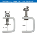 Heavy Duty C-Clamp Stainless Steel Clamps with Stable Wide Jaw Opening & I Beam Design,Clamping Range 16-25mm. 