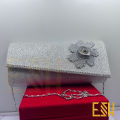 Gold Flower logo Silver Color Wedding Lady Satin Bags Lace chain Shoulder Bag Purse Party Girl Handbags. 