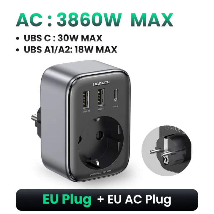UGREEN%20PD%2030W%20GaN%20Fast%20Charger%20AC%20Outlets%20Adapter%202%20USB%201%20USB-C%20Port%20Travel%20Plugs%20for%20iPhone%2014%20Xiaomi%20Wall%20Socket%20Power%20Strip%20Charger%20-%20Image%204