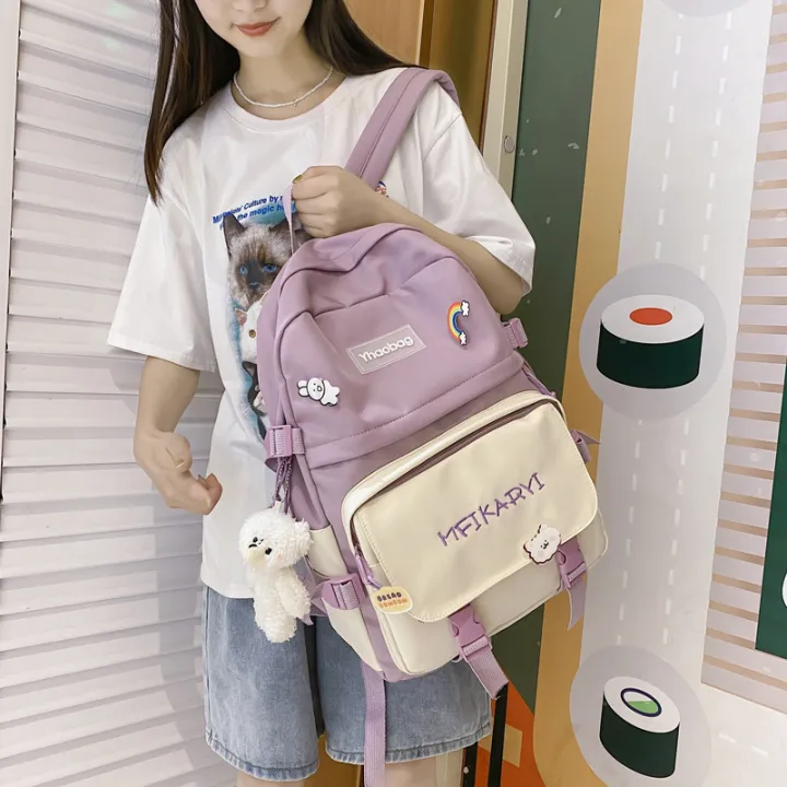 Qunshe%20Schoolbag%20Female%20Junior%20High%20School%20Student%20High%20School%20Student%20Primary%20School%20Student%20College%20Student%20Korean%20Style%20Large%20Capacity%20Backpack8596%20-%20Image%202