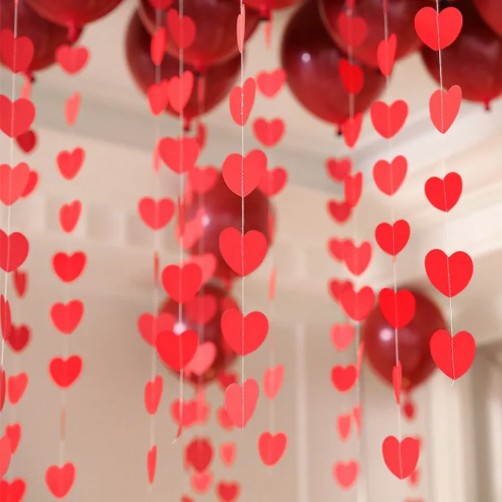 40 Hearts Wedding Garland Red Paper String Banner Diy Valentines Day ...