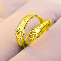 C S D B  Gold Plated Couple Rings Wedding Ring Set Women and Men Love Carved Engagement Valentines Gift [ Size : Adjustable ] { Comes With BOX }. 