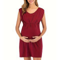 Yfashion Women's Sleeveless Maternity Dress Nursing Breastfeeding Solid Color Dresses Breathable Loose Casual Dress. 